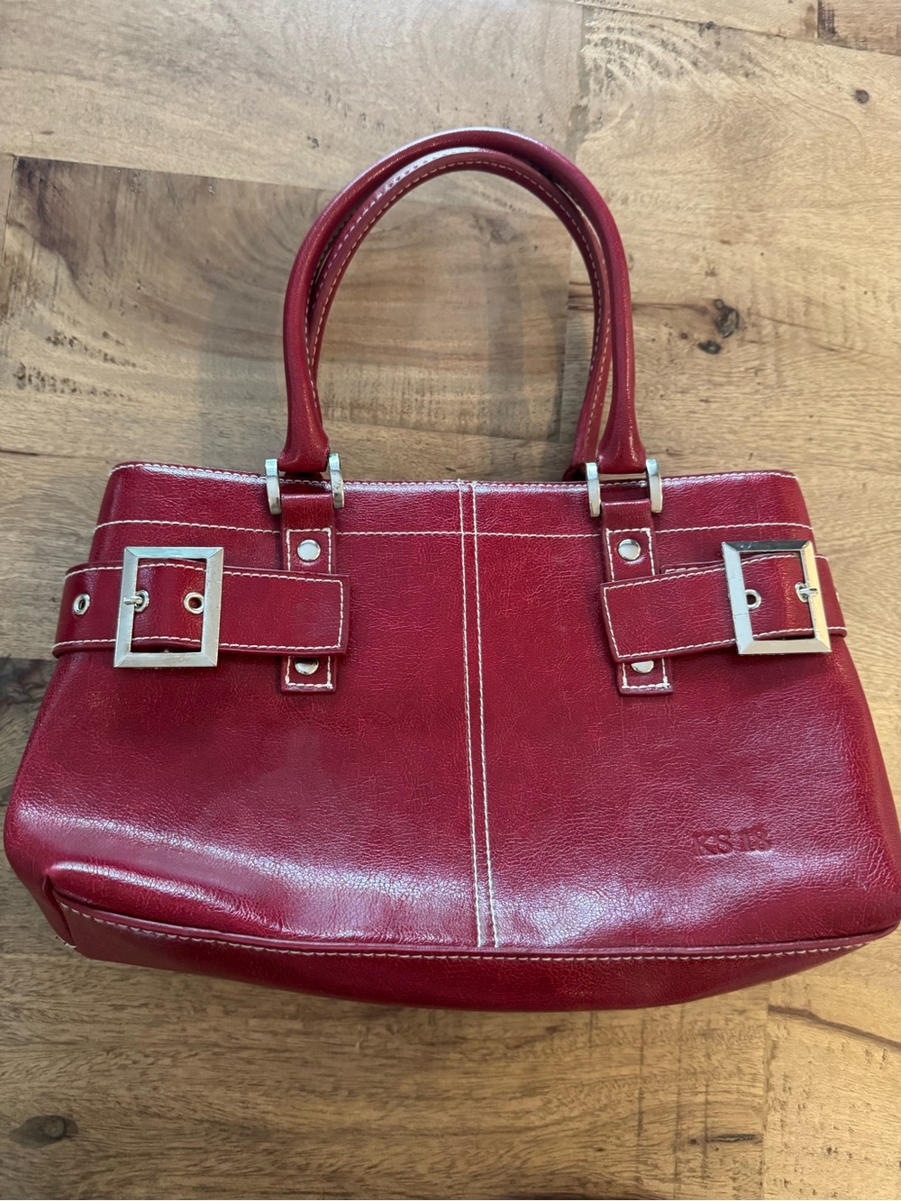 Vtg Y2K KS18 buckle shoulder dmall Red  Top-Handle Satchel
